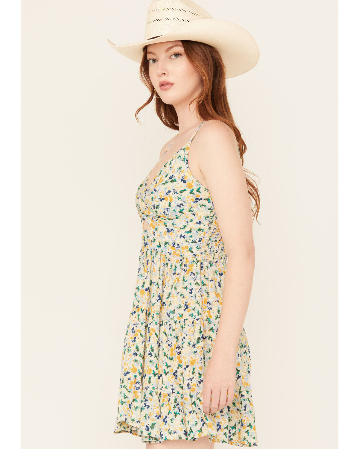 Angie Women's Floral Print Knot Front Mini Dress