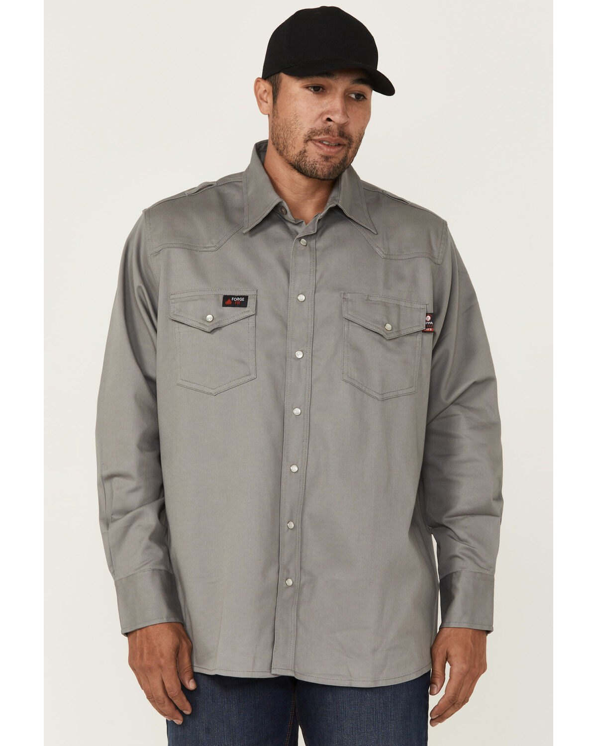 Forge Workwear Men's FR Solid Long Sleeve Snap Work Shirt