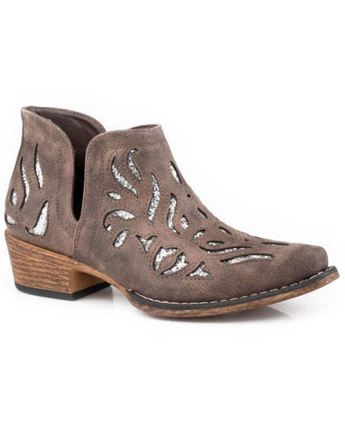 Roper Women's Ava Glitz Inlay Western Booties - Snip Toe
