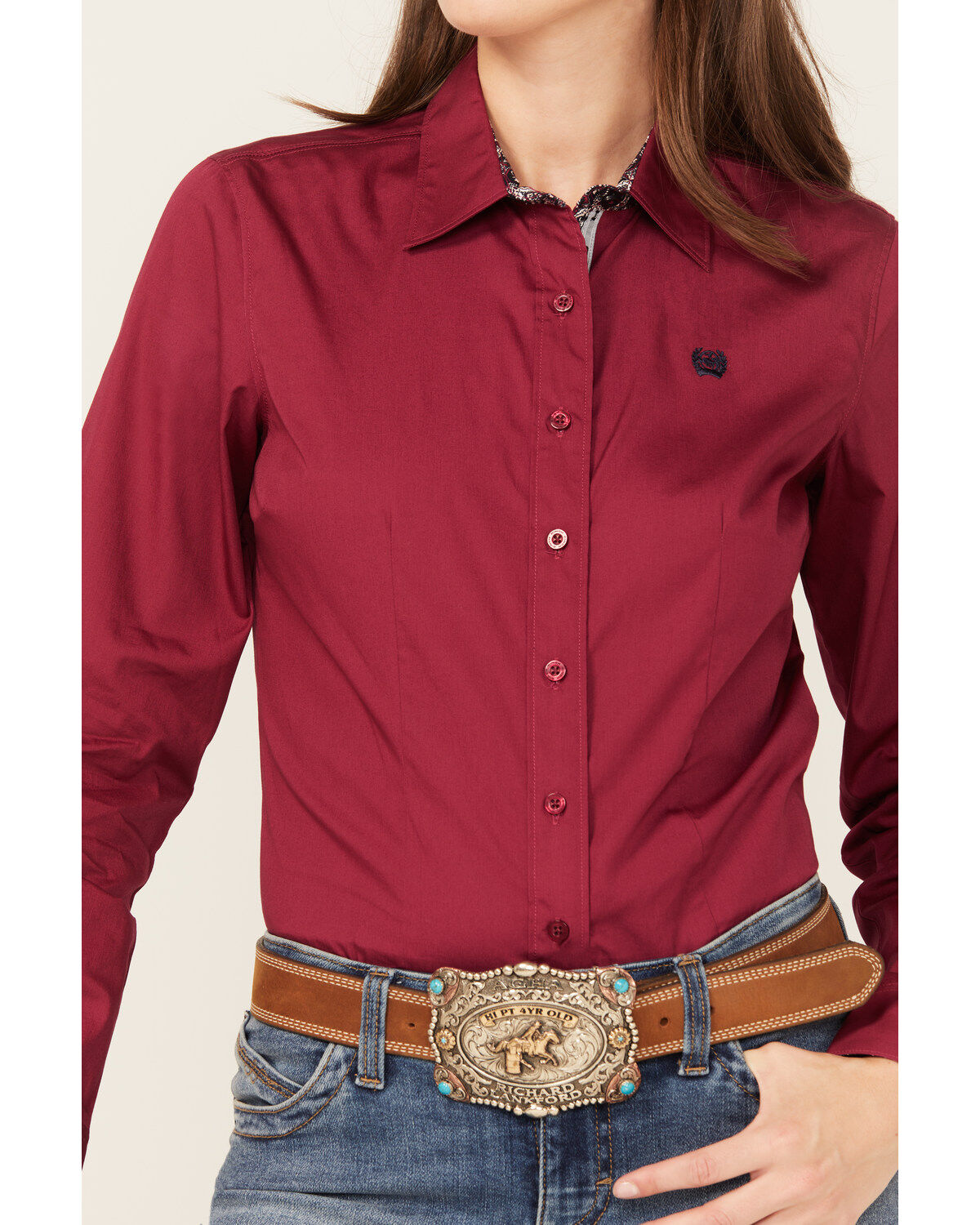 Cinch Women's Solid Long Sleeve Button Down Western Shirt