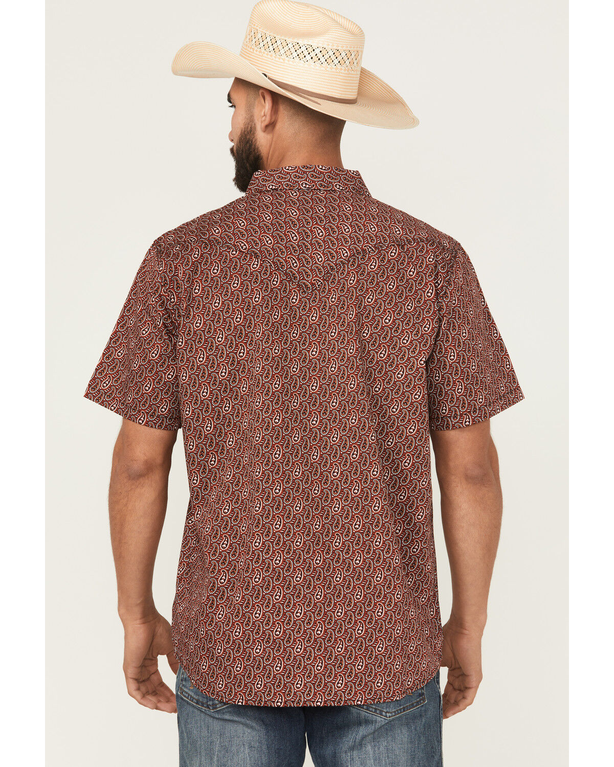 Moonshine Spirit Men's Lava Paisley Print Short Sleeve Snap Western Shirt