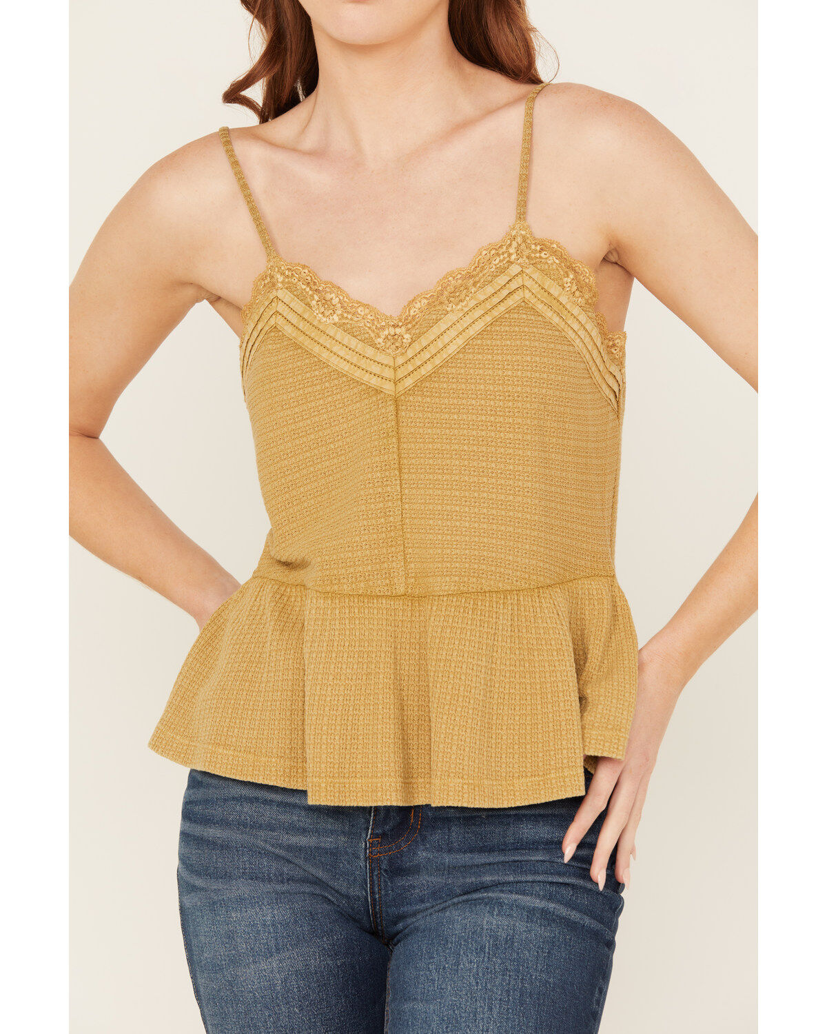 Cleo + Wolf Women's Drop Needle Rib Strappy Tank Top