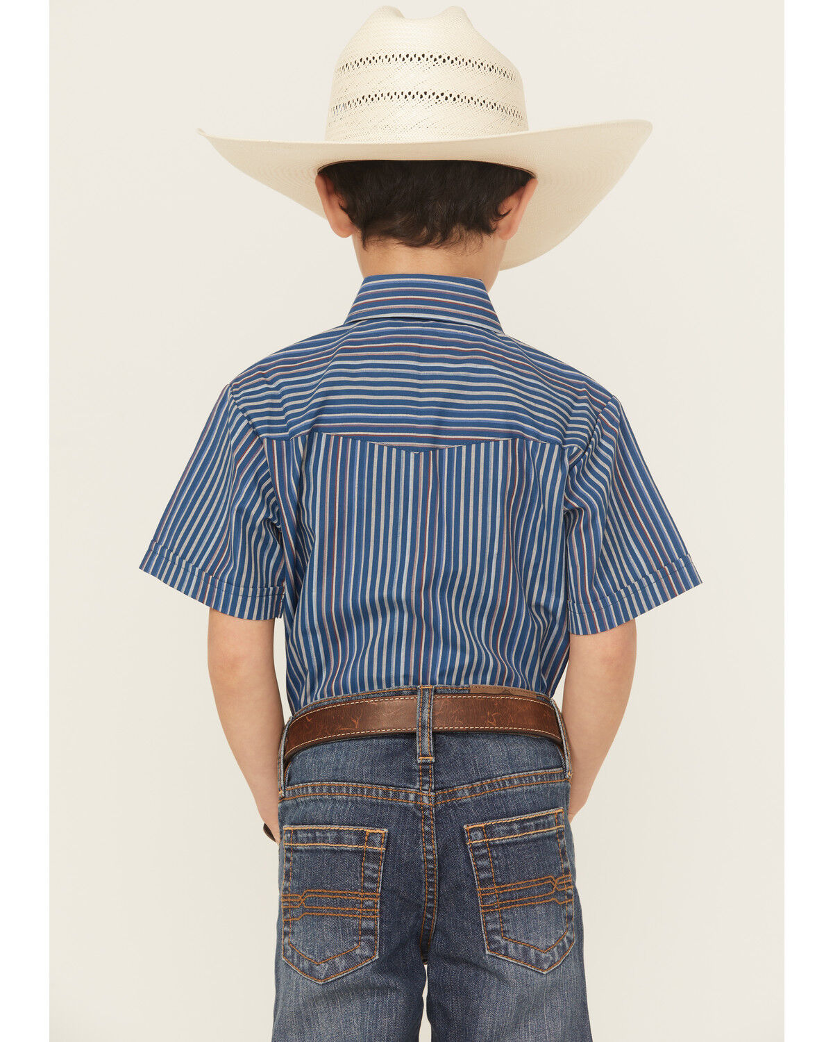 Ely Walker Boys' Striped Short Sleeve Pearl Snap Western Shirt