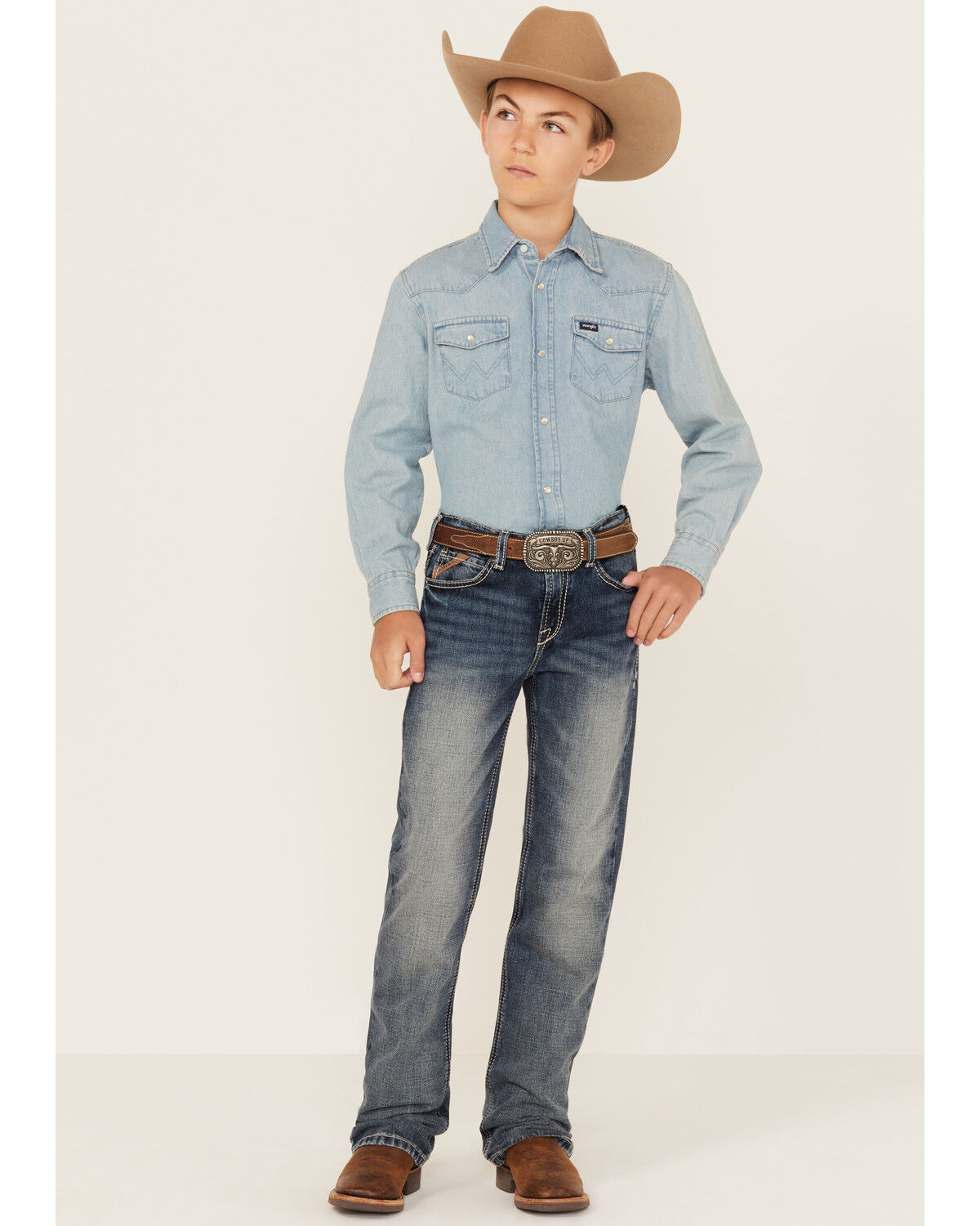 Ariat Boys' B4 Medium Wash Relaxed Bootcut Denim Jeans