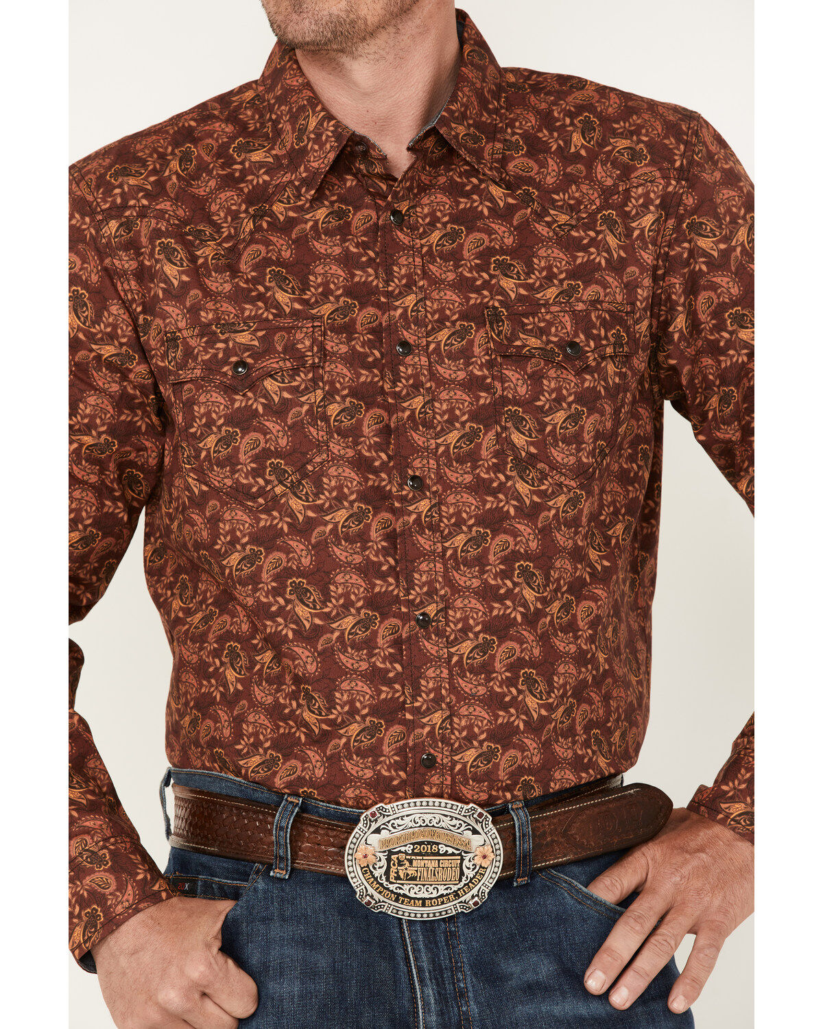 Cody James Men's On Tour Paisley Print Snap Western Shirt