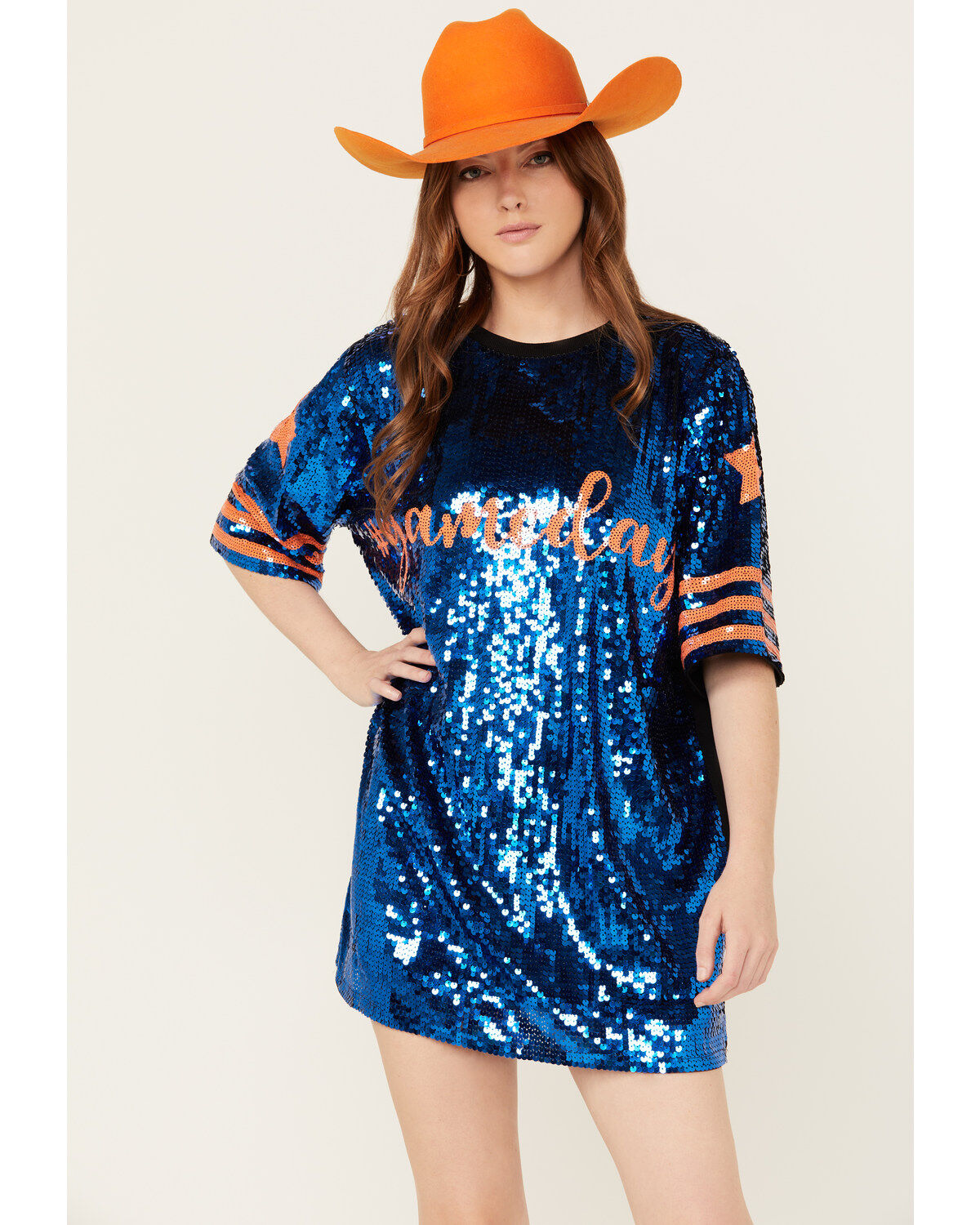 Why Dress Women's Game Day Sequins Oversized Tee