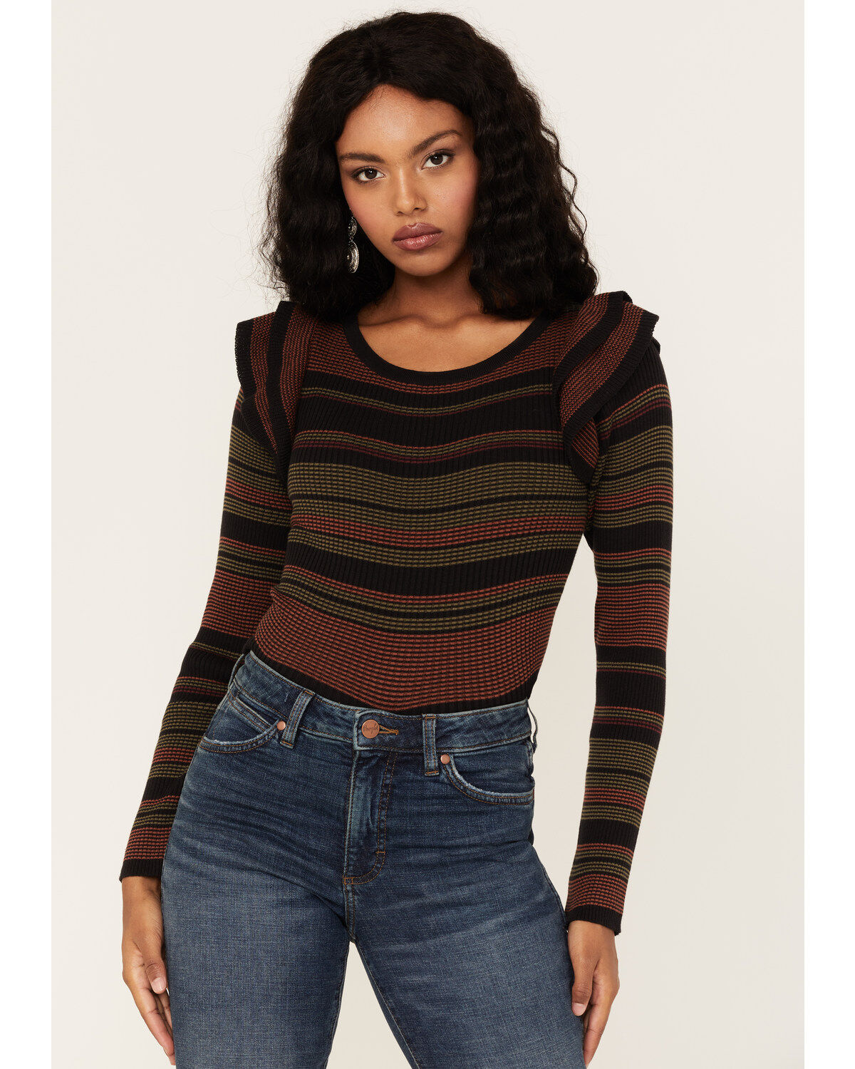 Shyanne Women's Stripe Ribbed Cropped Sweater