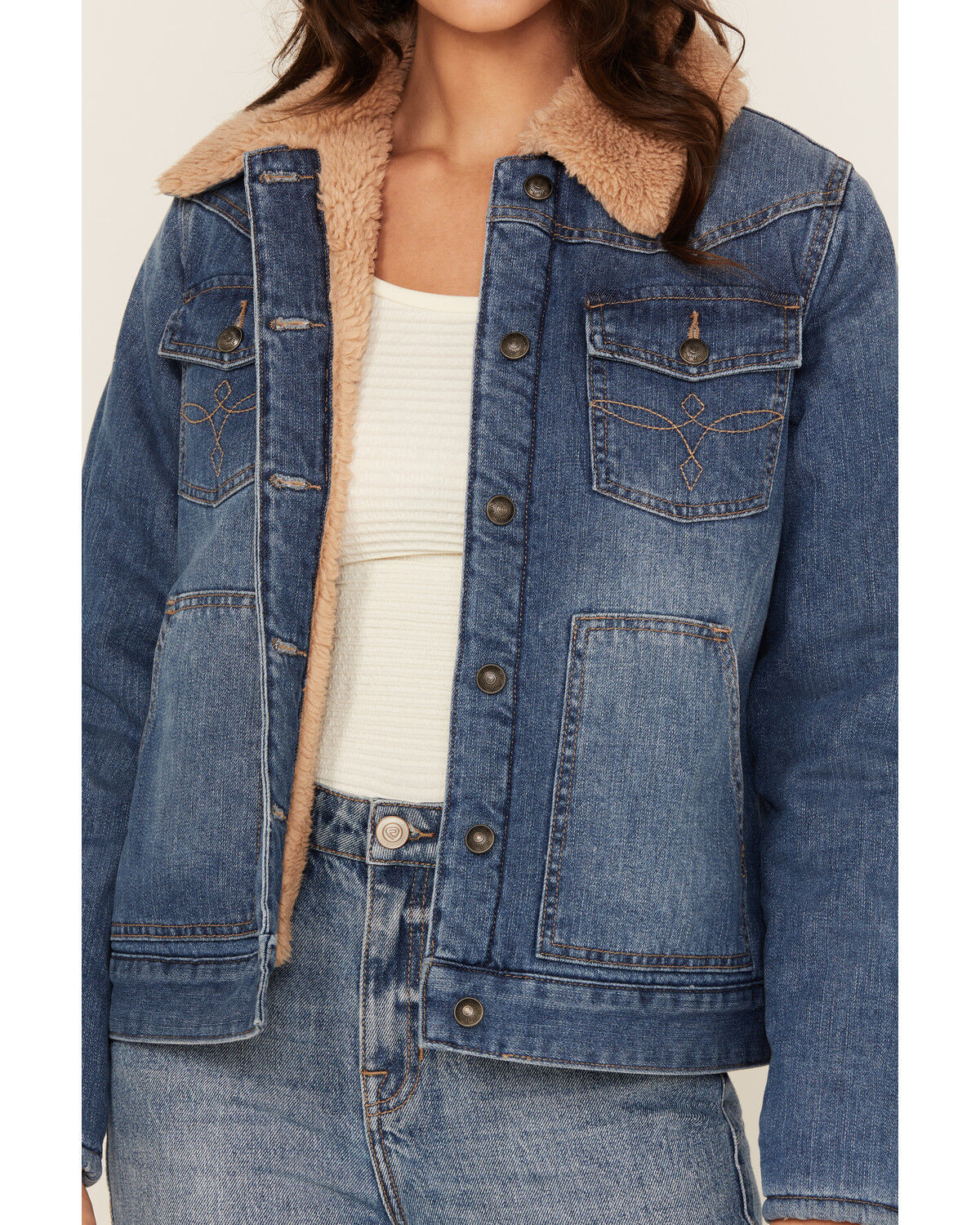 Shyanne Women's Saranac Dark Wash Sherpa Lined Denim Jacket