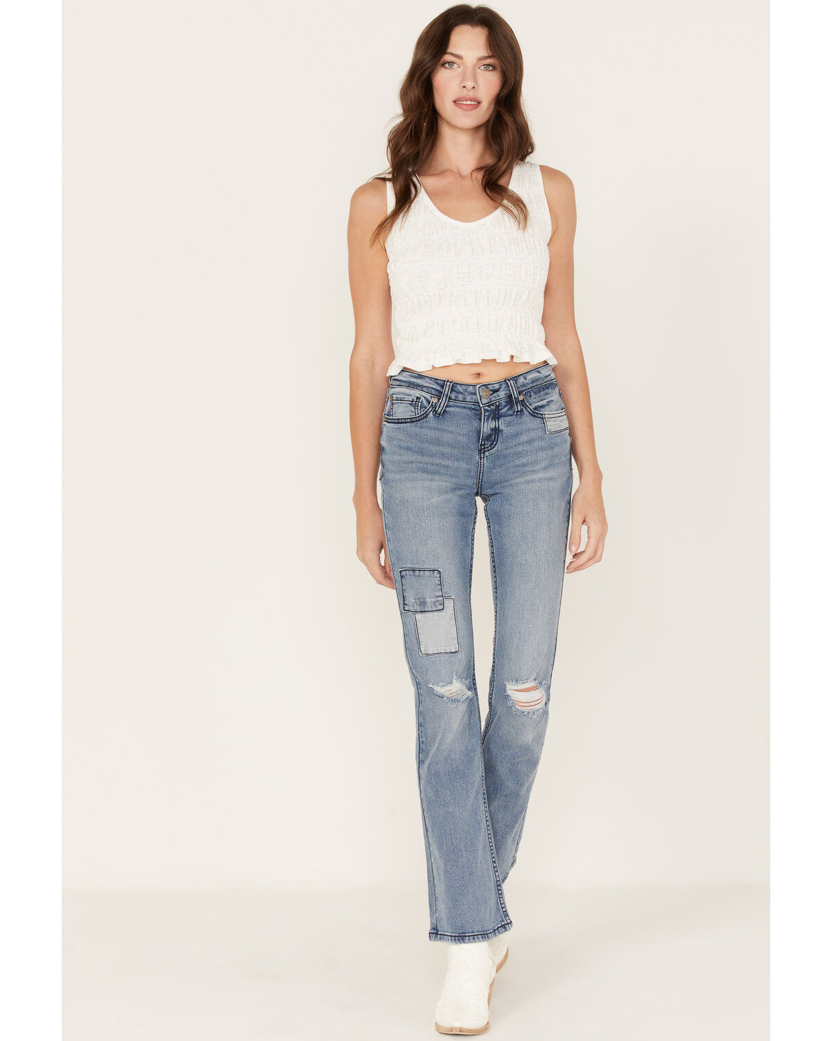 Shyanne Women's Contrast Patches Bootcut Jeans