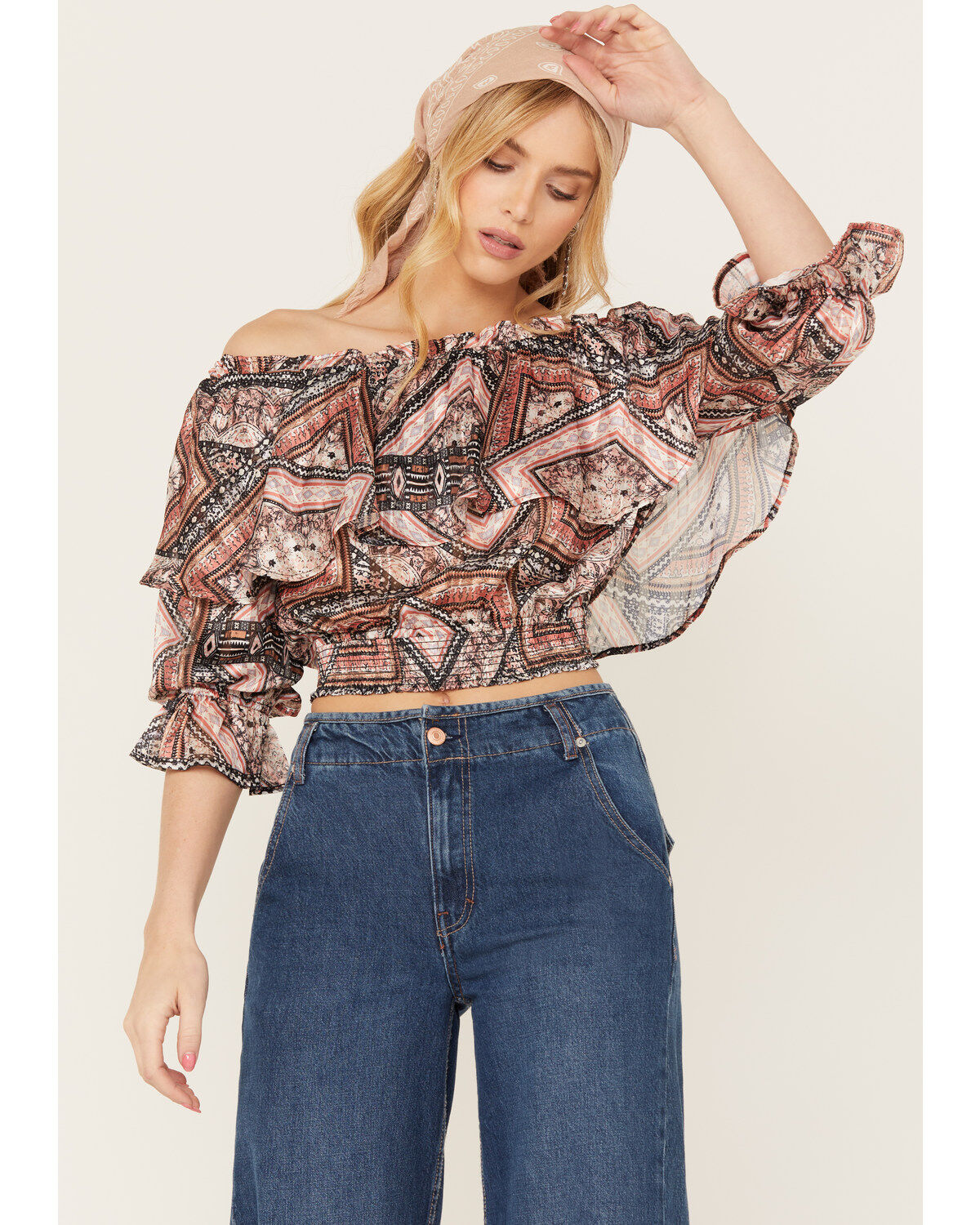 Shyanne Women's Ruffle Off Shoulder Chiffon Top