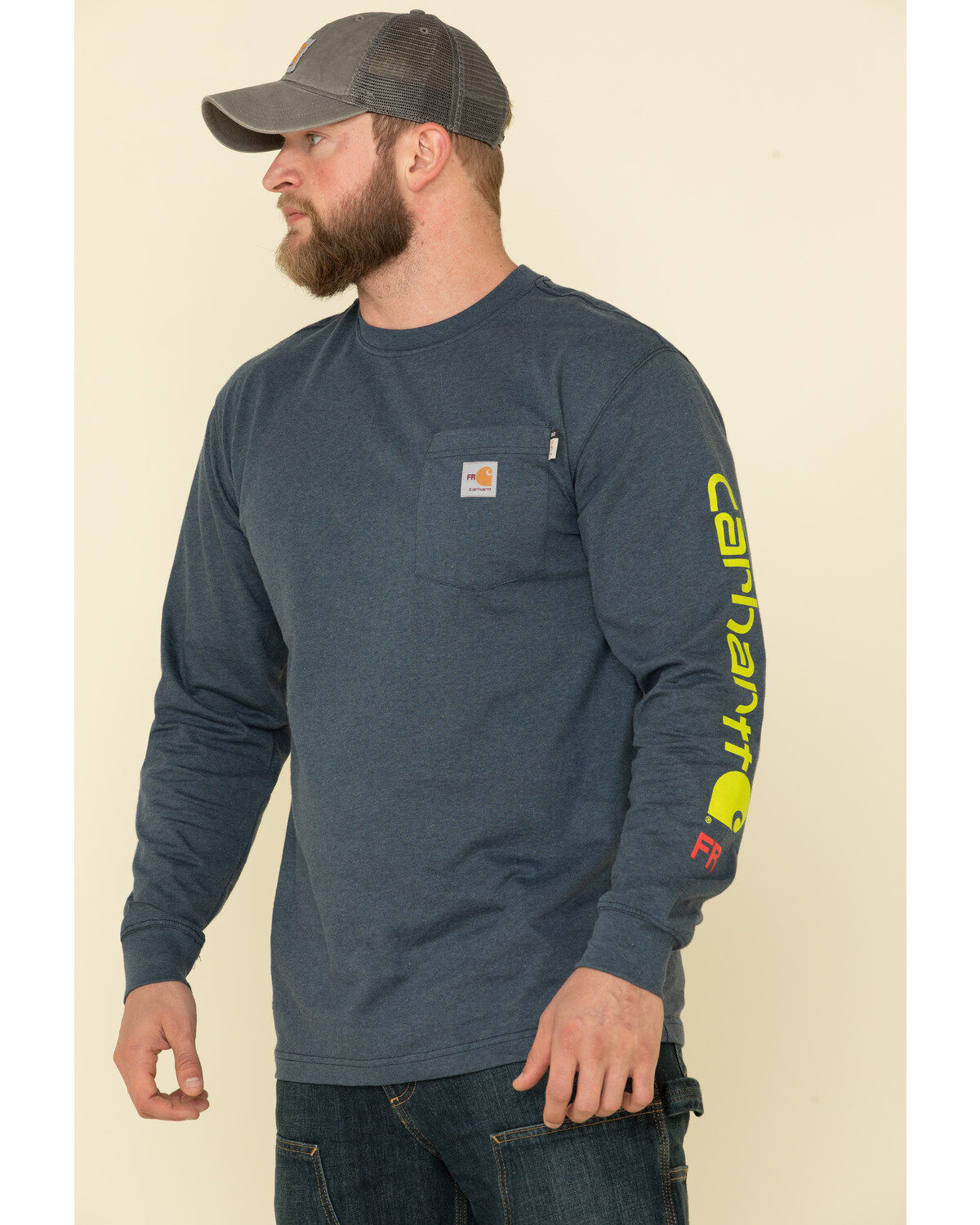 Carhartt Men's M-FR Midweight Signature Logo Long Sleeve Work Shirt - Tall