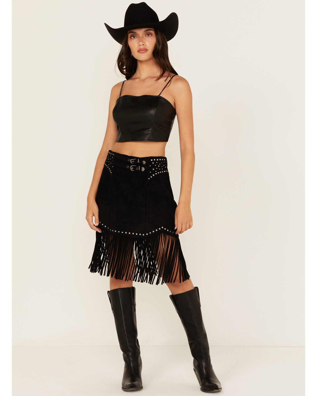 Rock & Roll Denim Women's Fringe Buckle Skirt