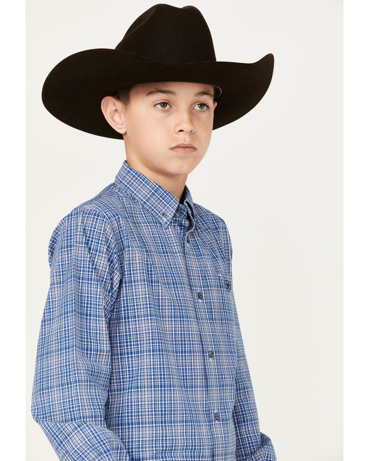 Ariat Boys' Small Pro Series Grid Plaid Print Long Sleeve Button-Down Western Shirt