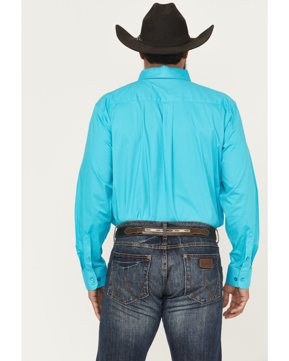 Panhandle Select Men's Solid Long Sleeve Button-Down Stretch Western Shirt