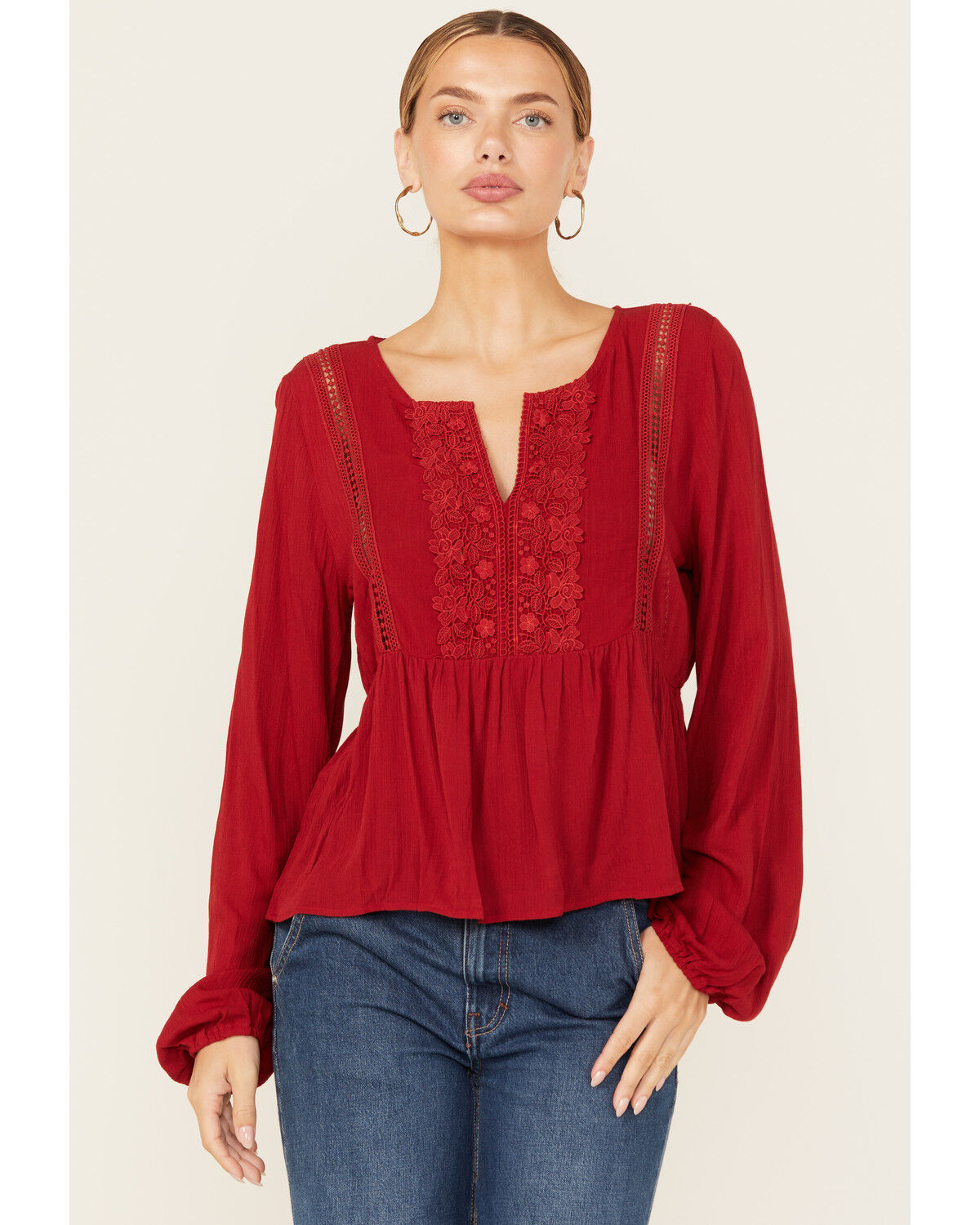 Wild Moss Women's Crochet Trim Top