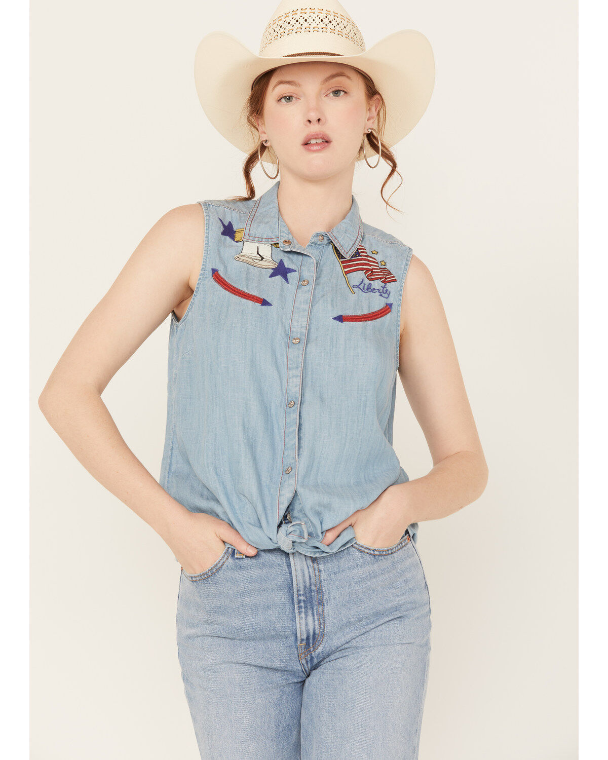Ariat Women's Liberty Embroidered Button Down Sleeveless Top
