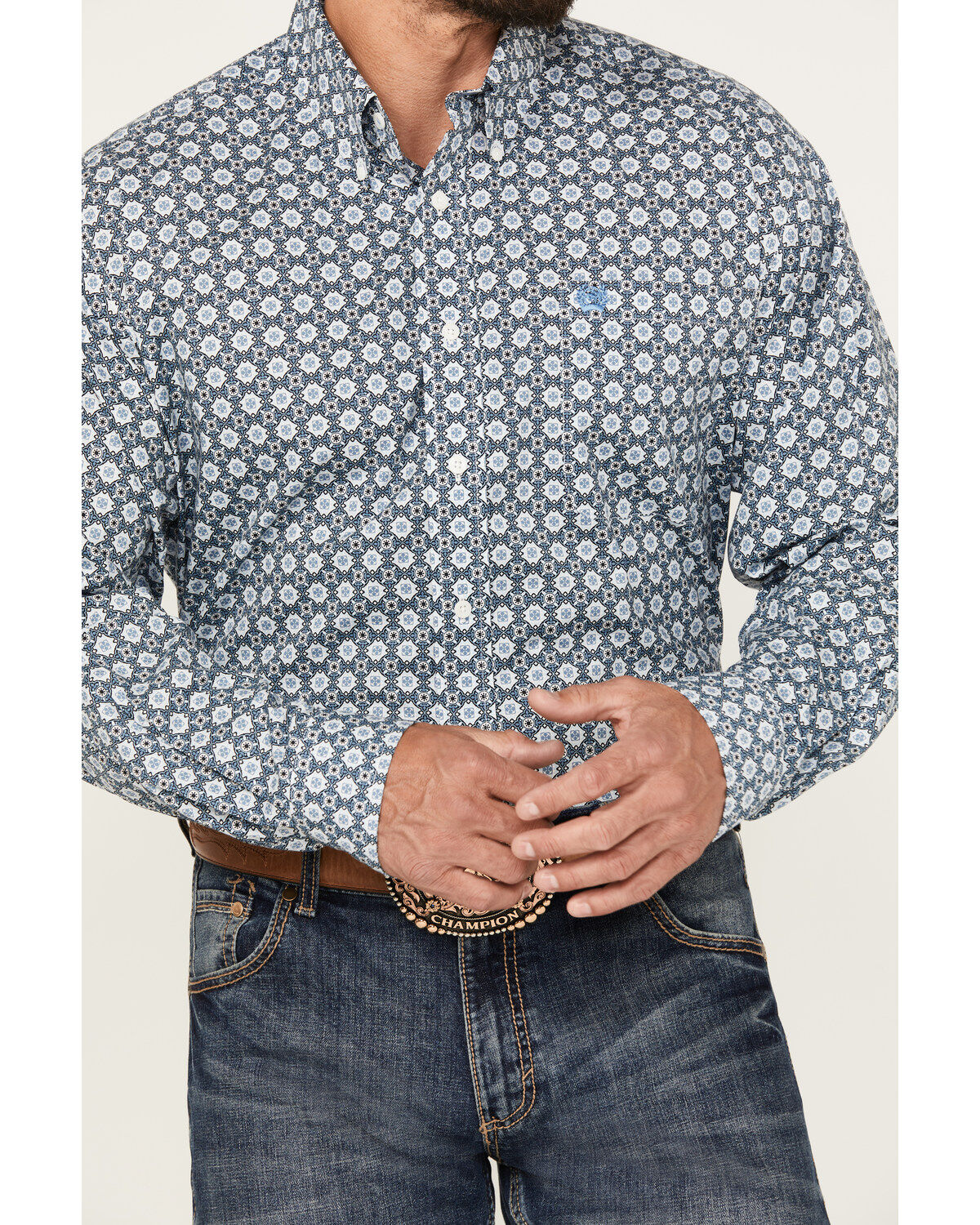 Cinch Men's Medallion Print Long Sleeve Button-Down Stretch Western Shirt