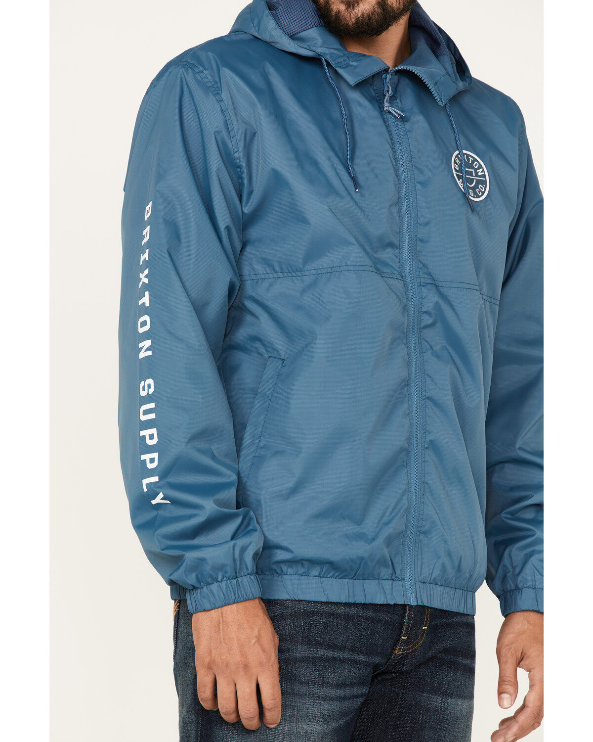 Brixton Men's Claxton Crest Logo Graphic Hooded Zip Jacket