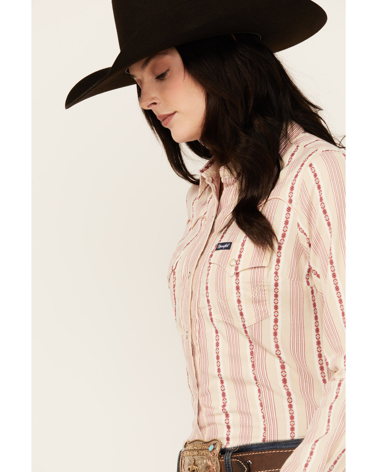 Wrangler Retro Women's Serape Striped Print Long Sleeve Pearl Snap Western Shirt