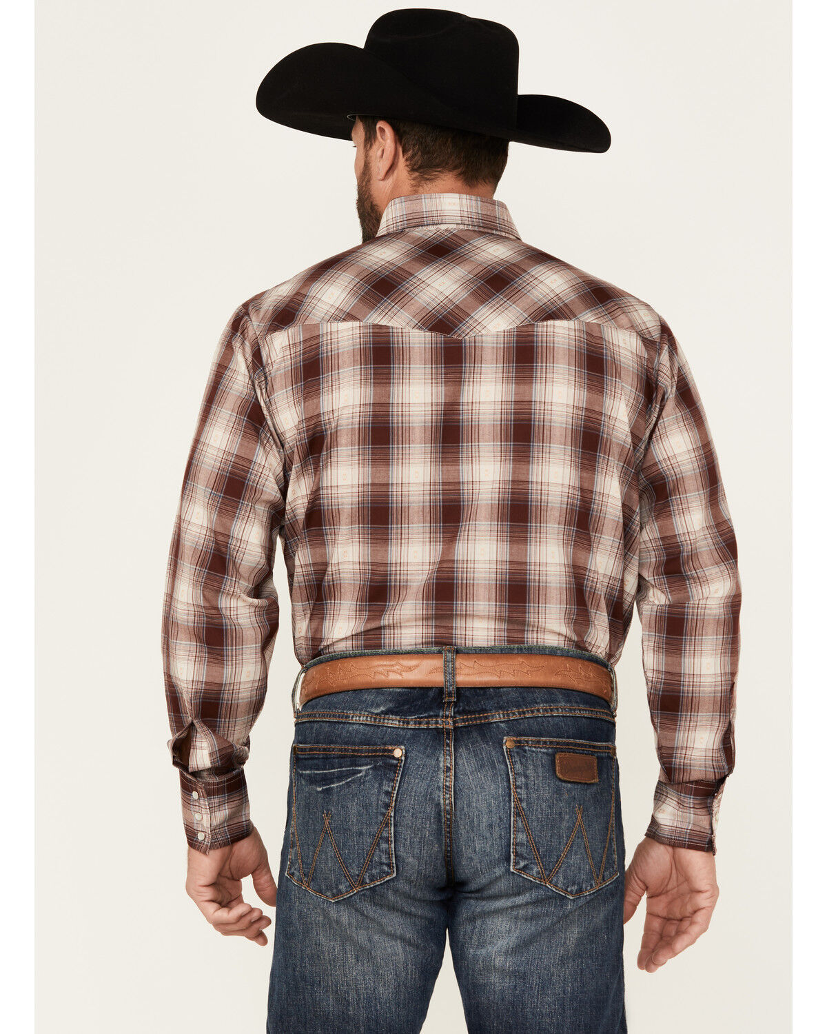 Ely Walker Men's Plaid Print Long Sleeve Pearl Snap Western Shirt