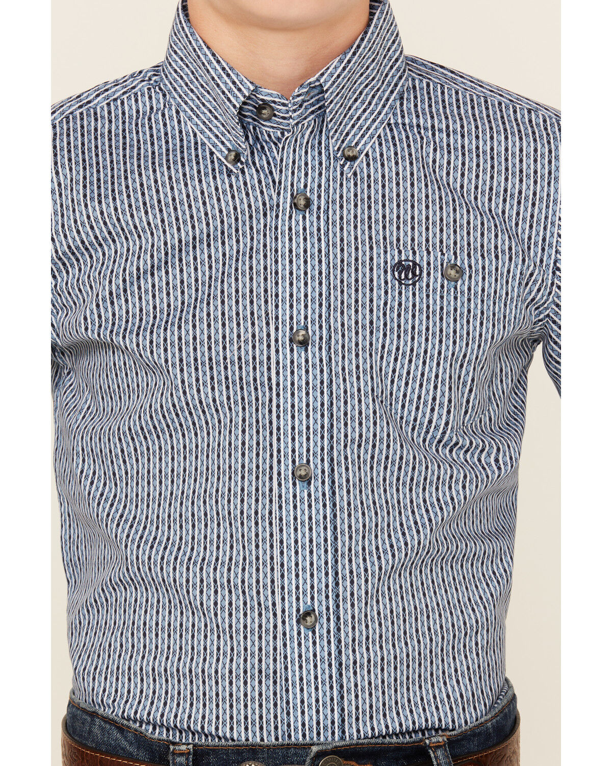Wrangler Boys' Striped Long Sleeve Button-Down Western Shirt