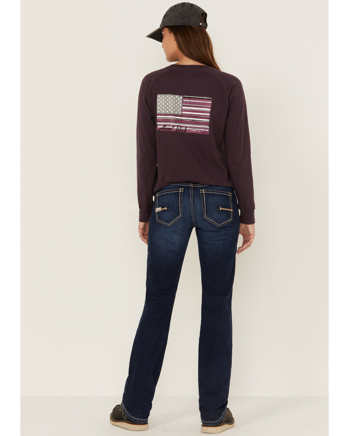 Ariat Women's Rebar Camden Medium Wash Flex Riveter Double Front Slim Leg Work Jeans