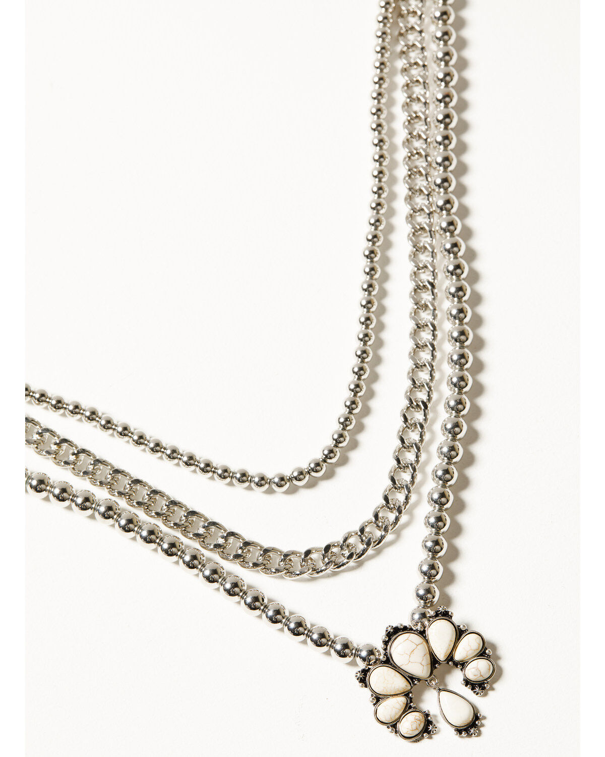 Shyanne Women's Round Ball & Chain Blossom Pendant Layered Necklace