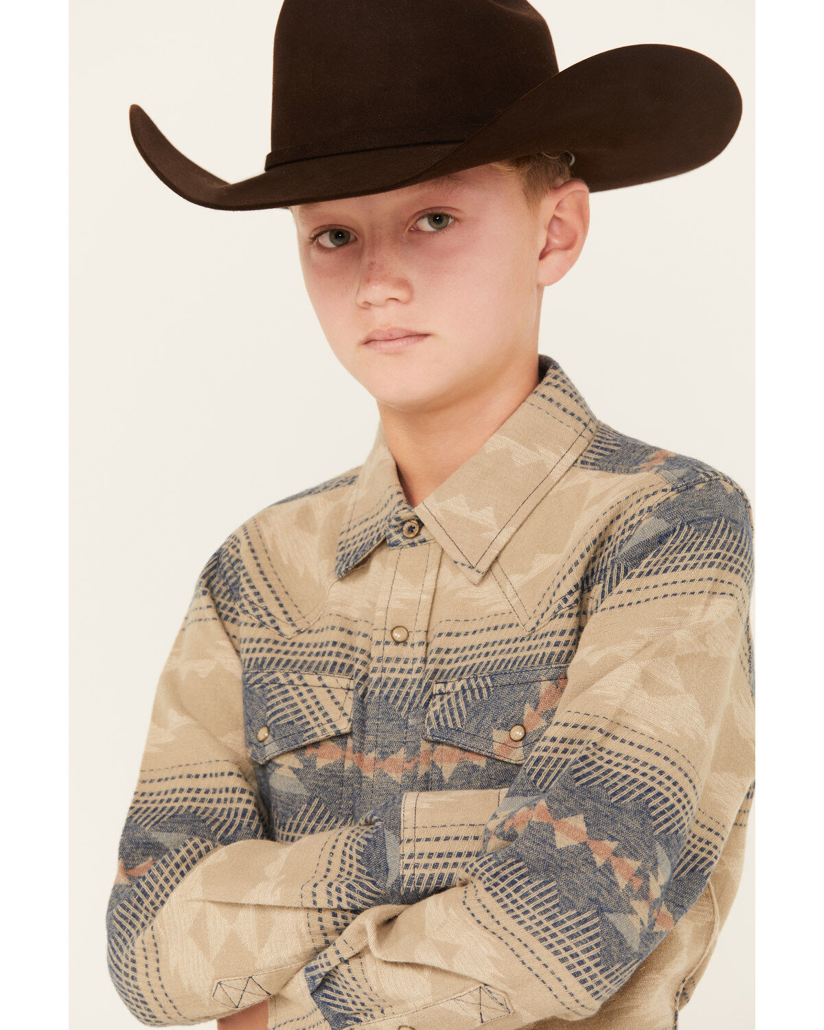 Cody James Boys' Arrow Bear Long Sleeve Snap Flannel