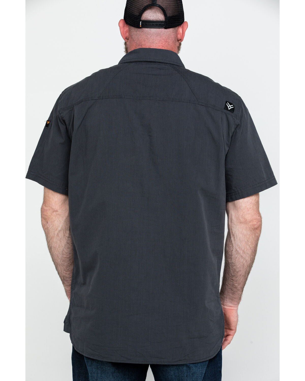 Hawx Men's Charcoal Solid Yarn Dye Two Pocket Short Sleeve Work Shirt - Tall