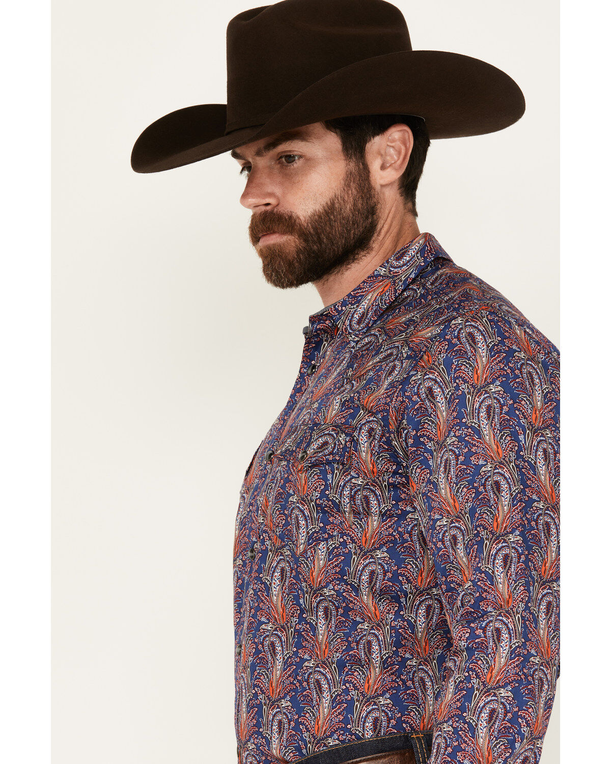 Cody James Men's Jefferson Paisley Print Long Sleeve Snap Western Shirt - Big