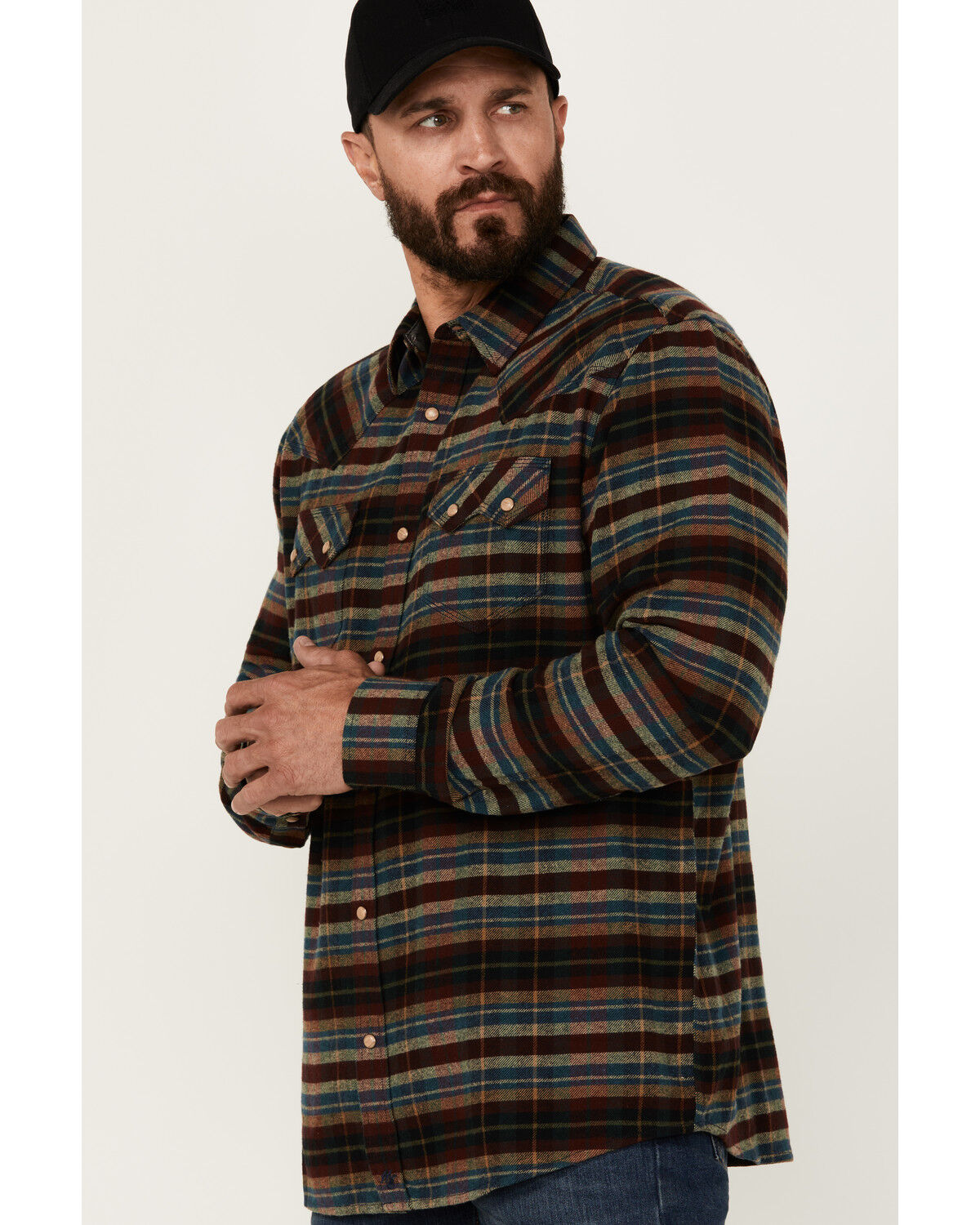 Moonshine Spirit Men's Underground Striped Print Long Sleeve Snap Western Shirt