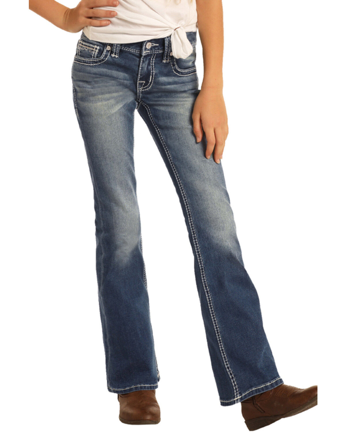 Rock & Roll Denim Girls' Medium Vintage Scroll Bootcut Jeans