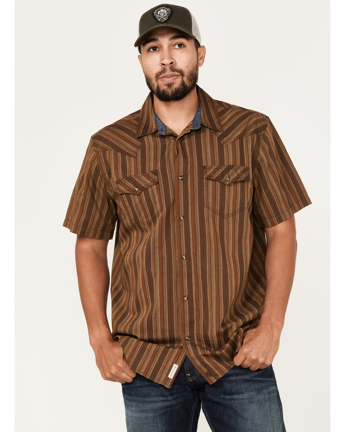 Moonshine Spirit Men's Paniolo Striped Print Long Sleeve Snap Western Shirt