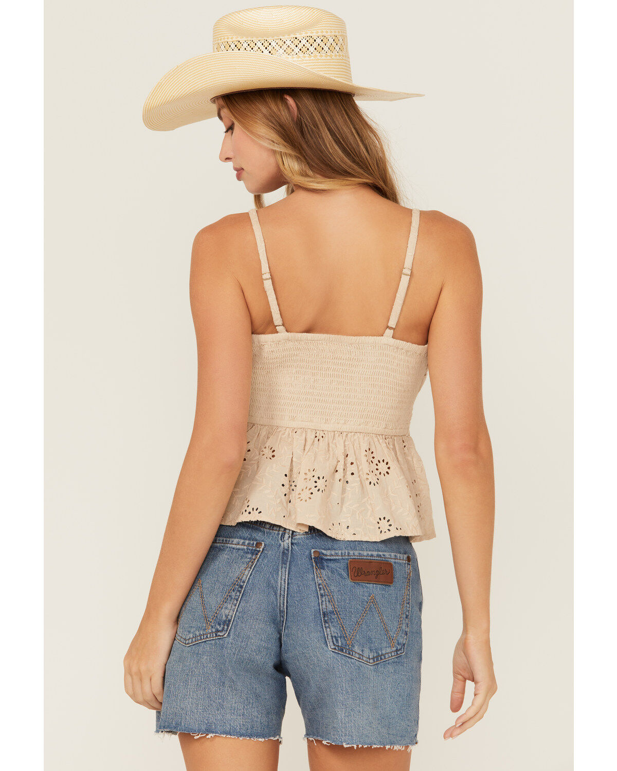 Shyanne Women's Smocked Back Eyelet Cami