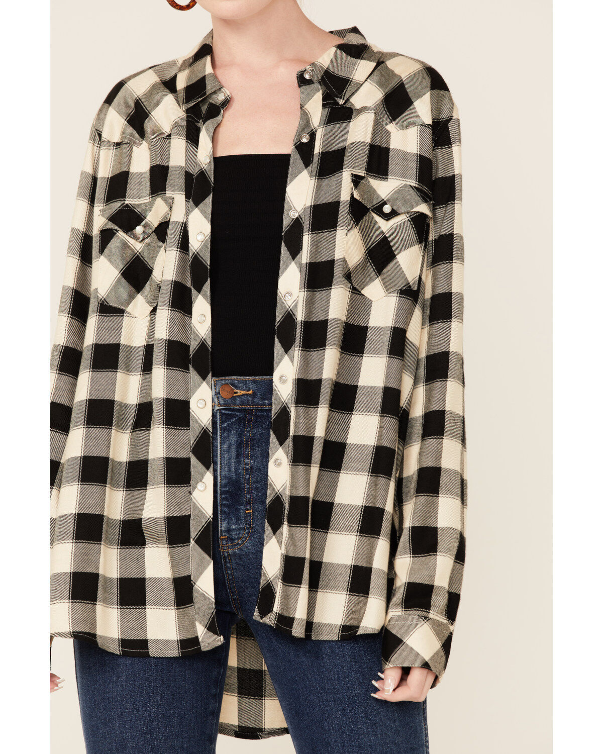 Stetson Women's Buffalo Plaid Print Long Sleeve Pearl Snap Shirt
