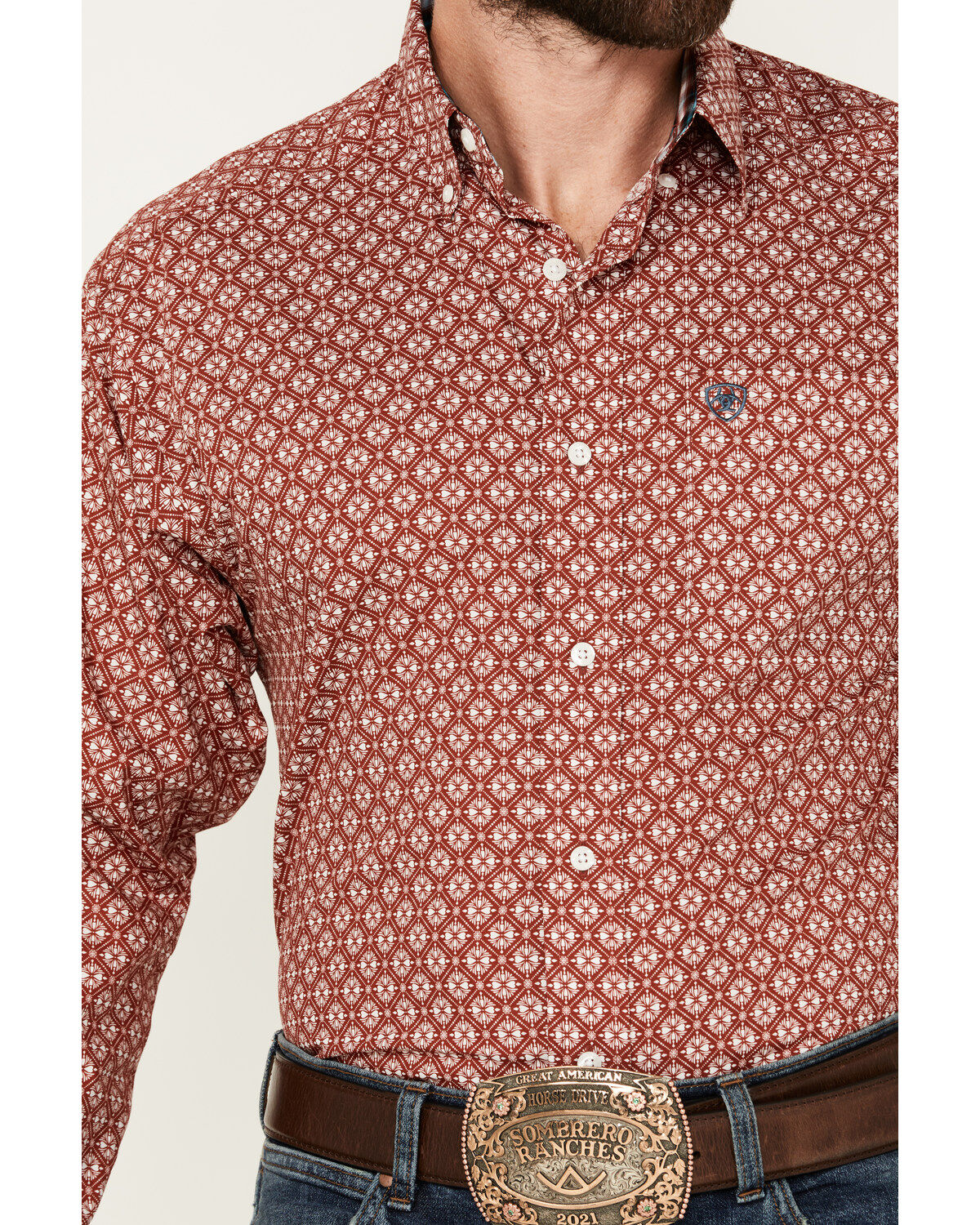 Ariat Men's Gideon Medallion Print Long Sleeve Button-Down Western Shirt