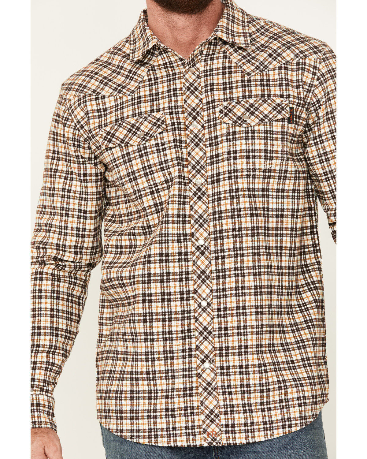 Cody James Men's FR Midweight Plaid Print Long Sleeve Pearl Snap Work Shirt
