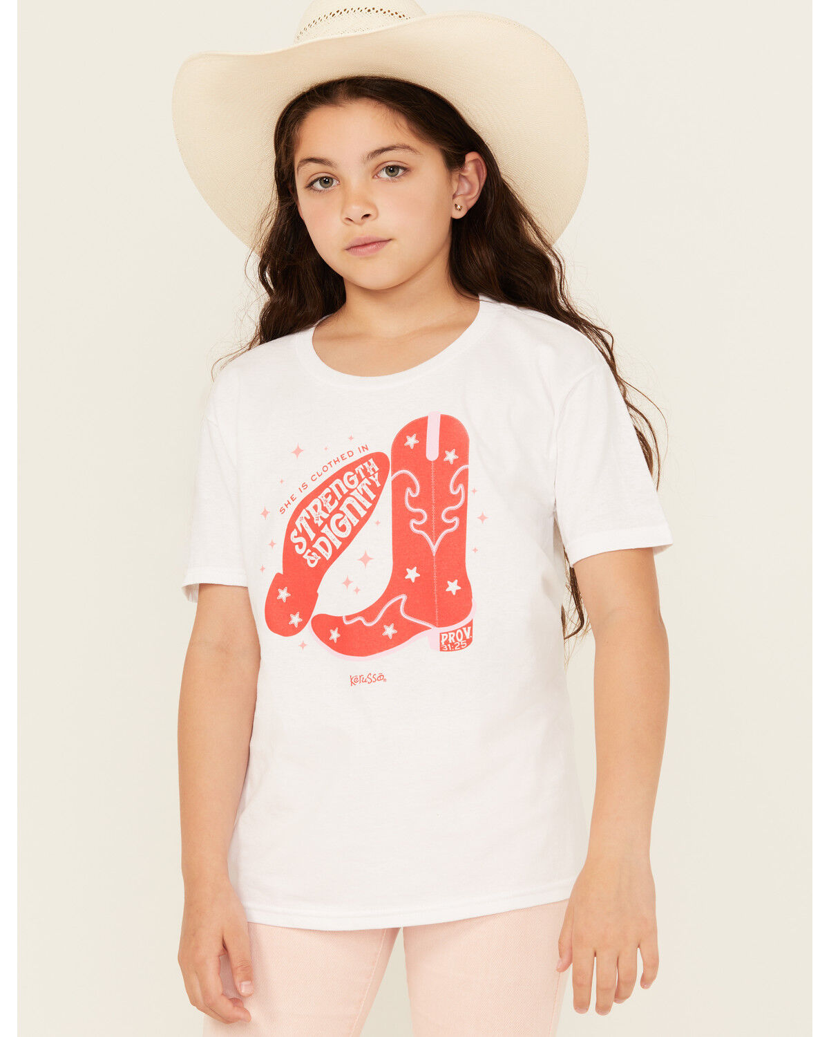 Kerusso Girls' Strength And Dignity Short Sleeve Graphic Tee