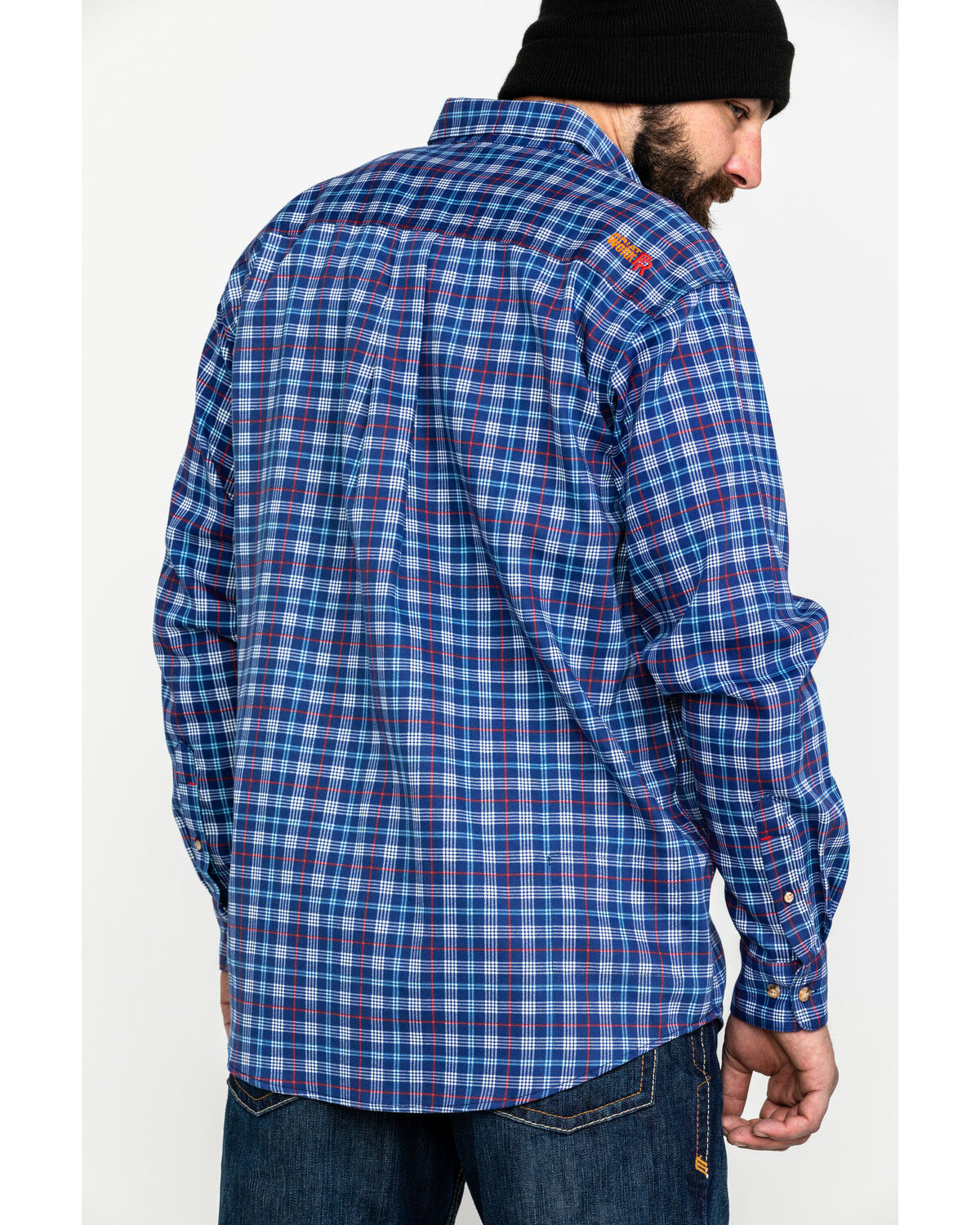 Ariat Men's Collins FR Plaid Print Long Sleeve Button Down Work Shirt - Tall