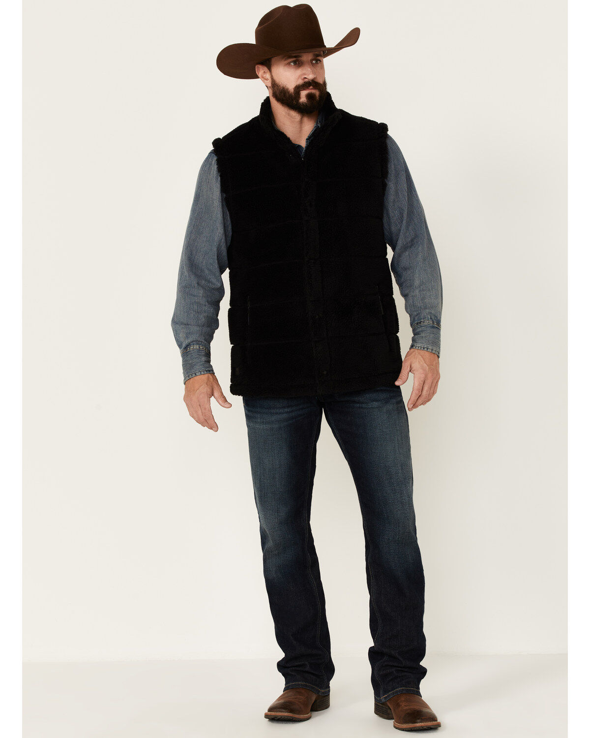 Cody James Men's Mesa Quilted Snap-Front Sherpa Vest