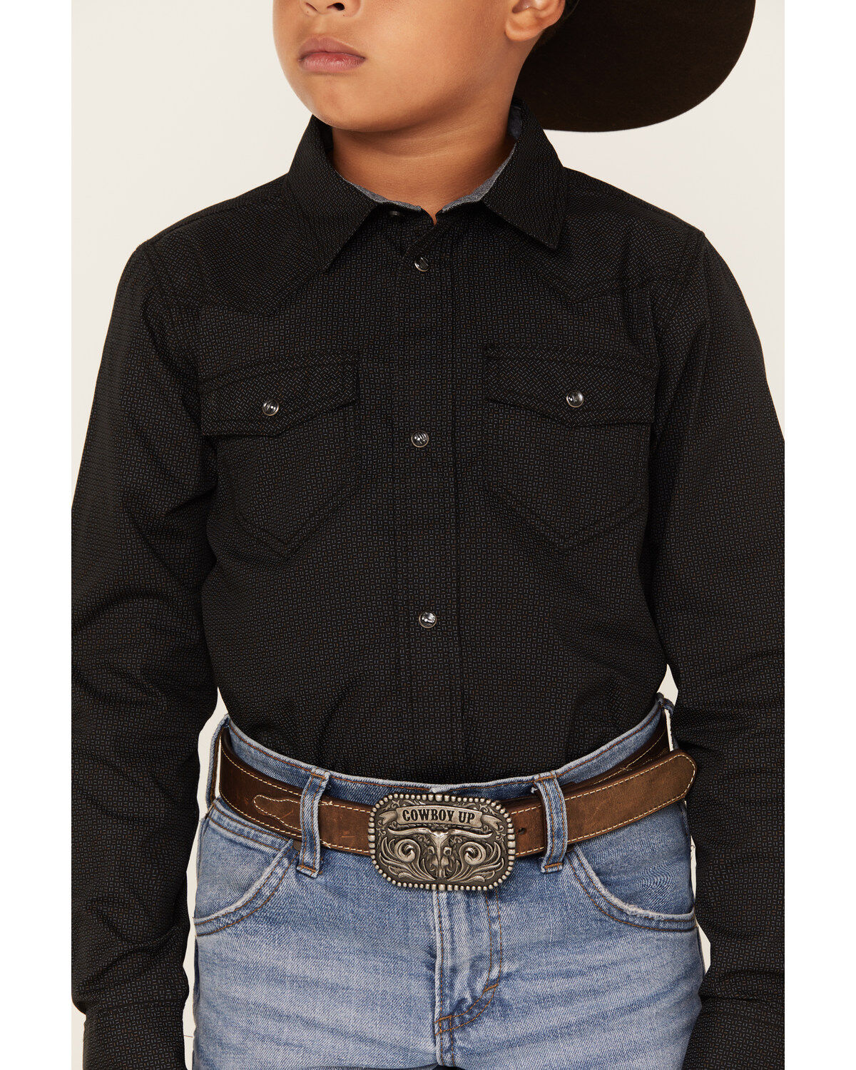 Cody James Boys' Print Long Sleeve Snap Western Shirt