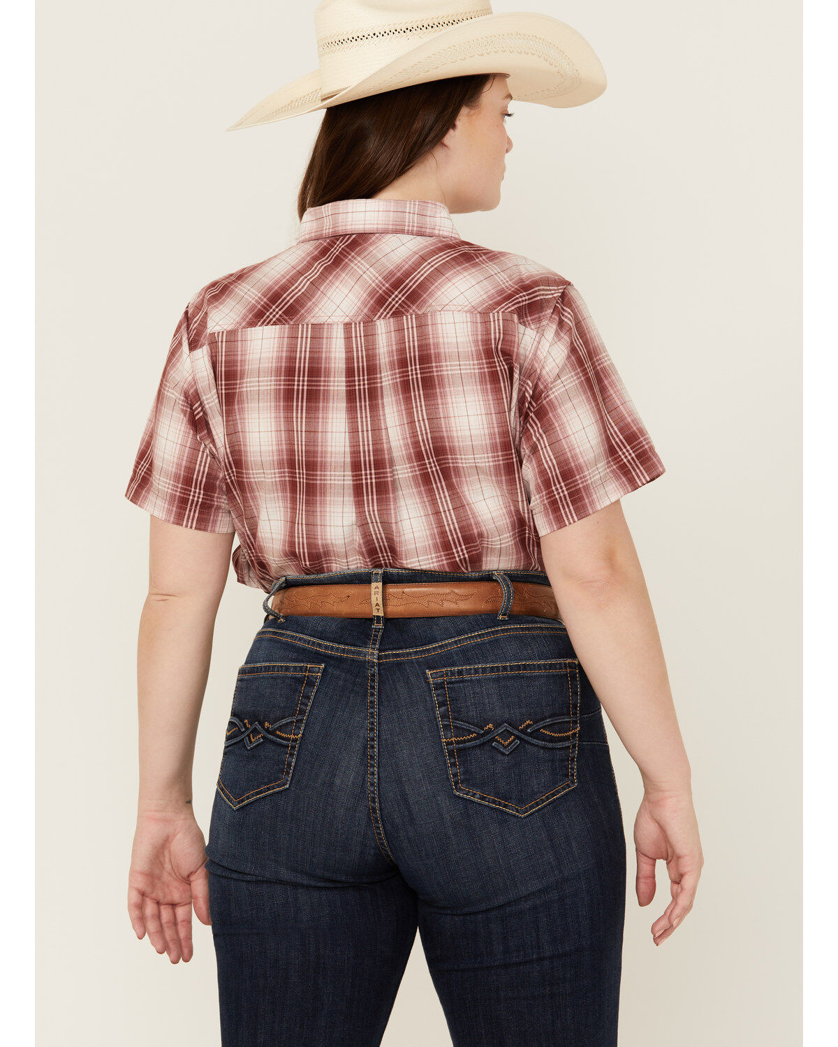 Ariat Women's R.E.A.L. Billie Jean Plaid Print Short Sleeve Button-Down Western Shirt - Plus