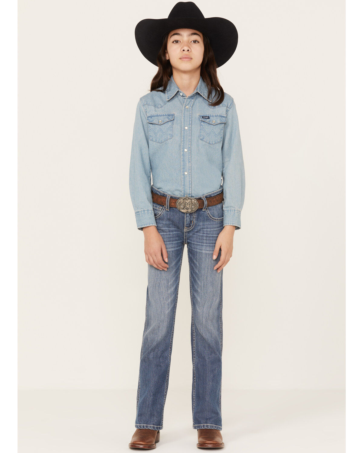 Shyanne Little Girls' Light Wash Stretch Bootcut Riding Jeans