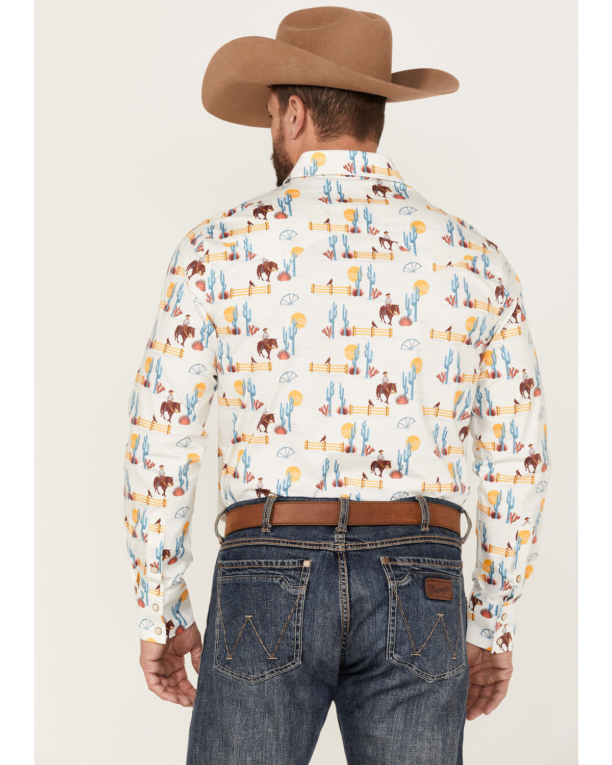 Dale Brisby Men's All-Over Scenic Print Long Sleeve Snap Western Shirt