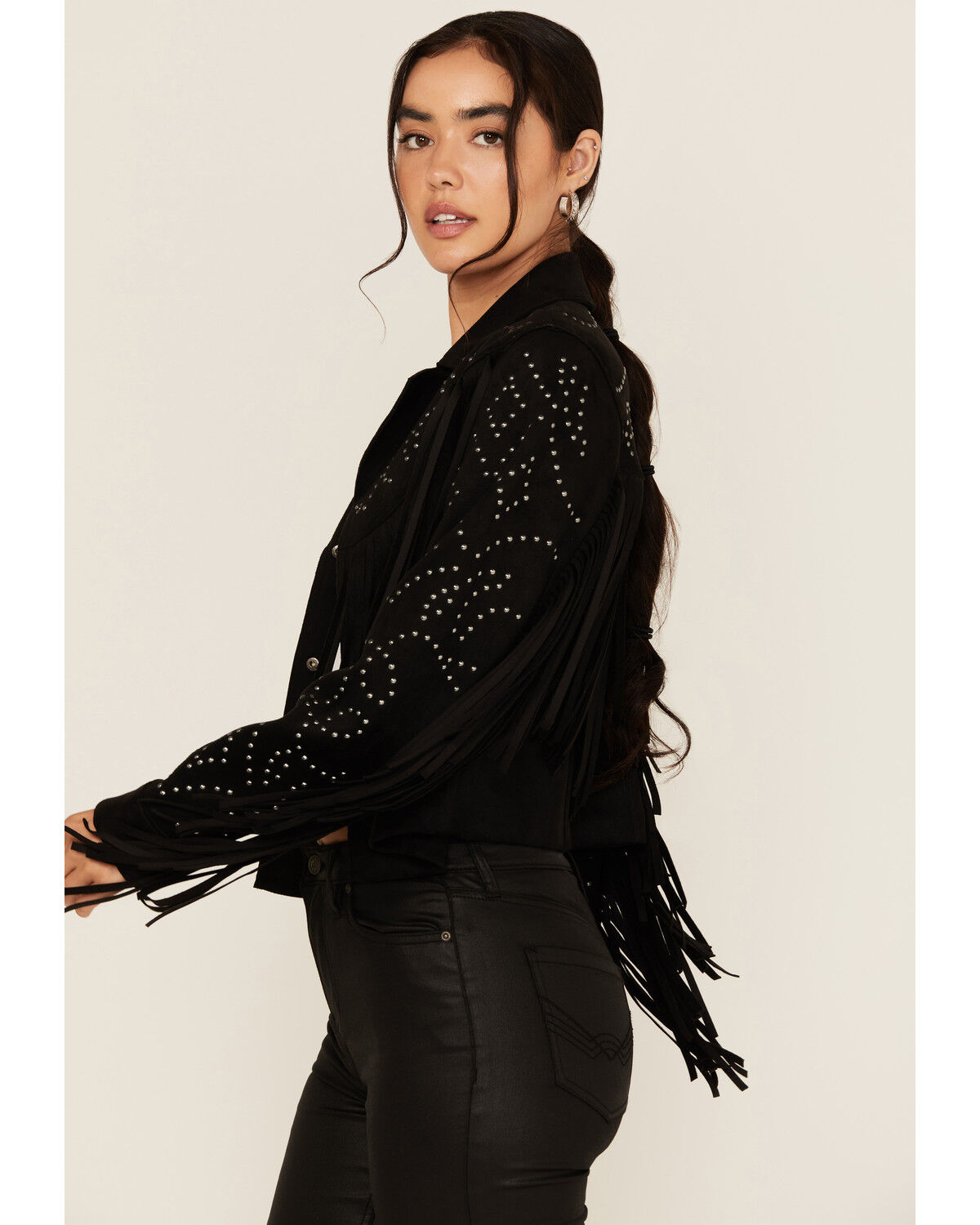 Idyllwind Women's Blair Fringe and Studded Faux Suede Snap Jacket
