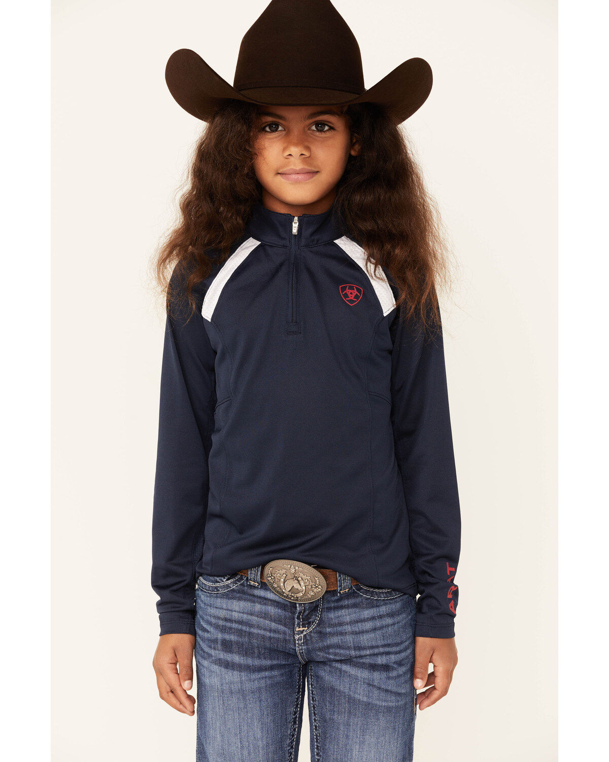 Ariat Girls' Team Solid Sunstopper 2.0 1/4 Zip Baselayer