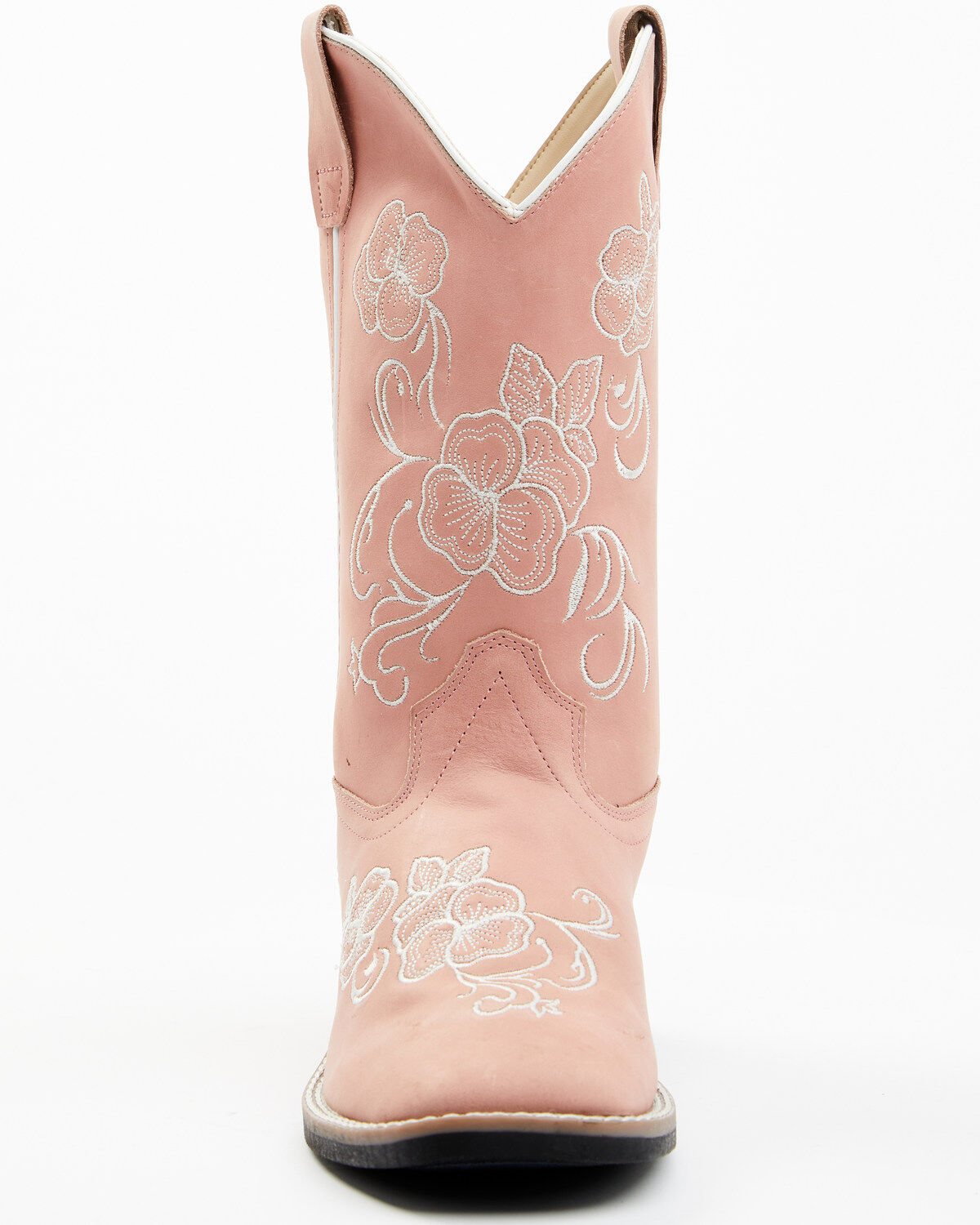 Shyanne Girls' Little Lasy Floral Embroidered Leather Western Boots - Broad Square Toe