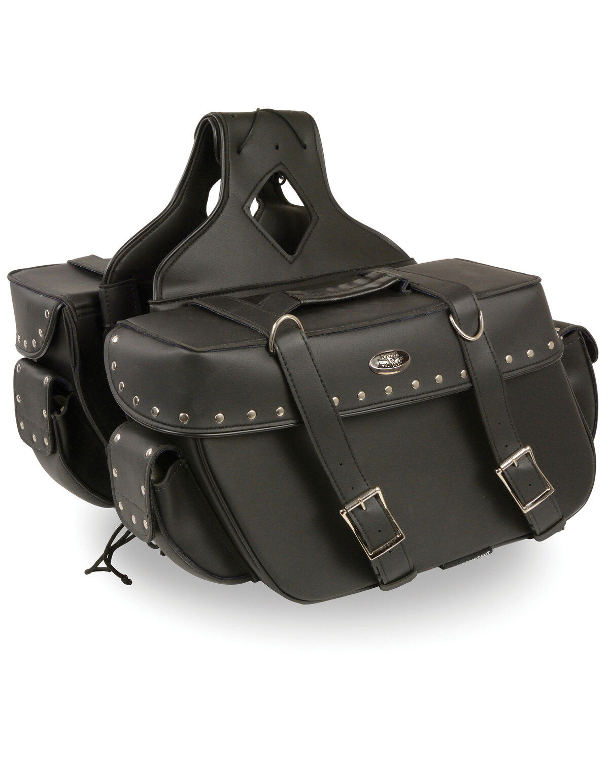 Milwaukee Leather Large Zip-Off Throw Over Riveted Saddle Bag