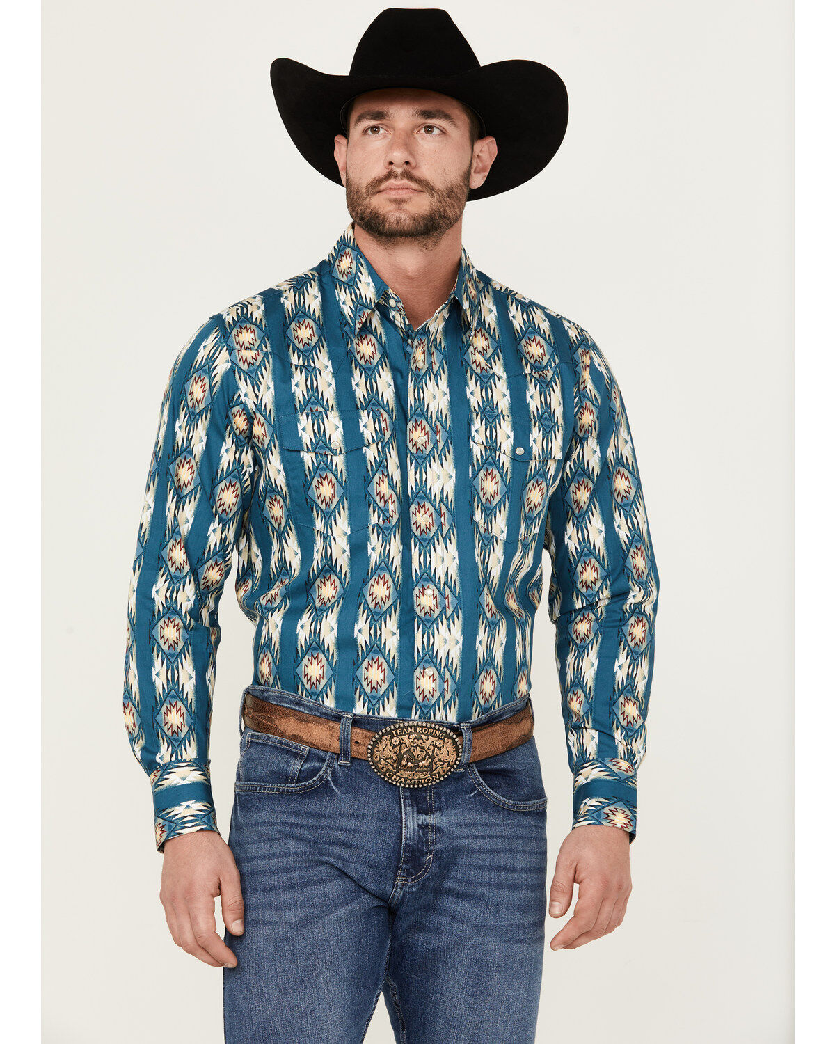 Wrangler Men's Checotah Long Sleeve Pearl Snap Western Shirt - Tall