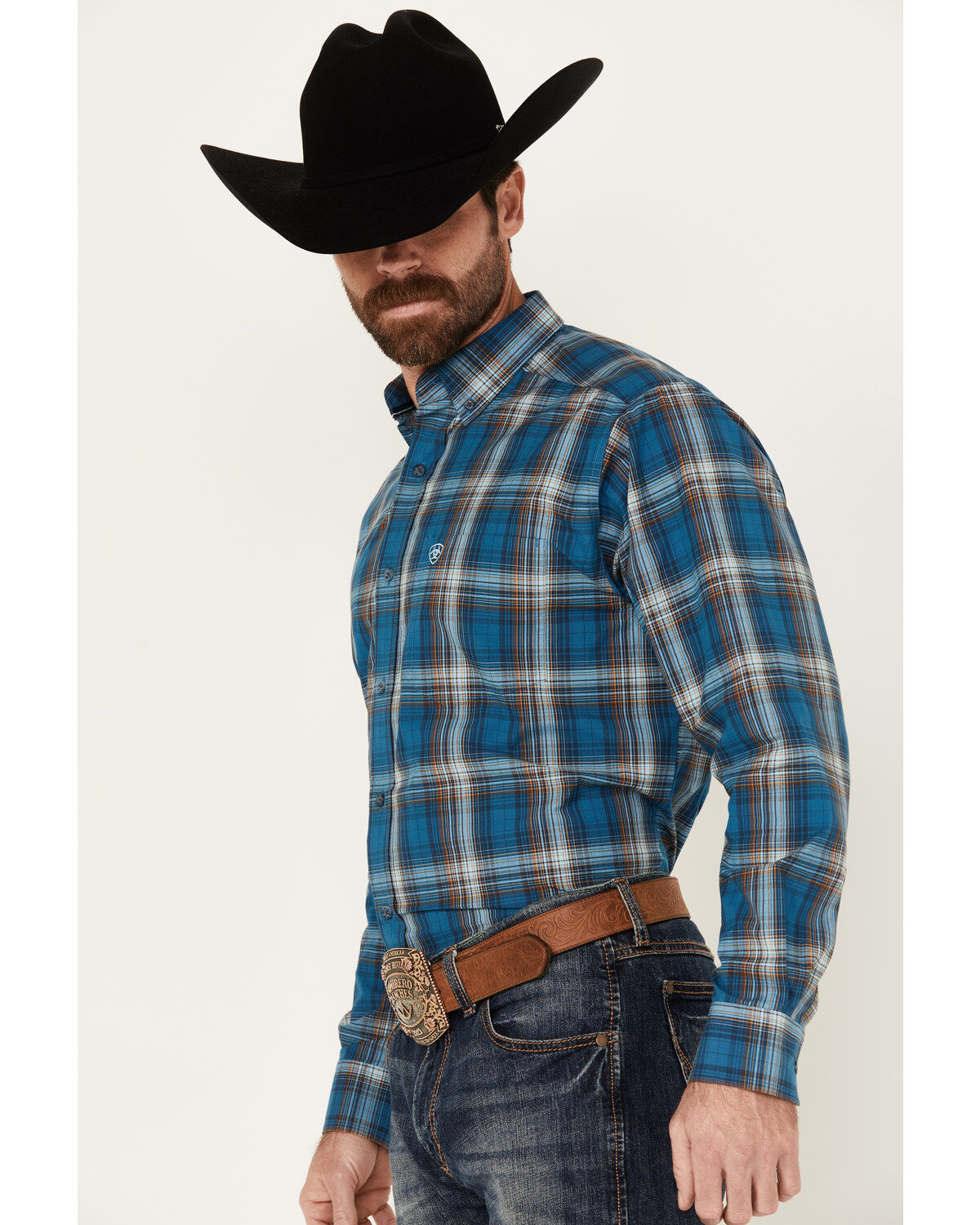 Ariat Men's Geron Plaid Print Long Sleeve Button-Down Western Shirt